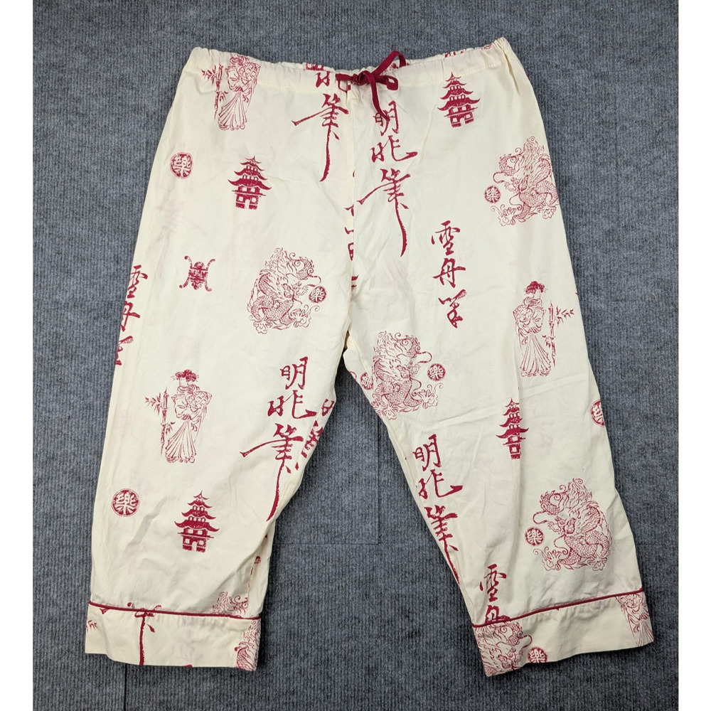 Vintage Y2K Bed Head Pajama Pants Womens Large Oriental Cotton USA Made Dragon